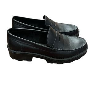 BORN Carrera Lugged Sole Penny Loafers Shoes Black Leather Chunky Size 10 M y2k